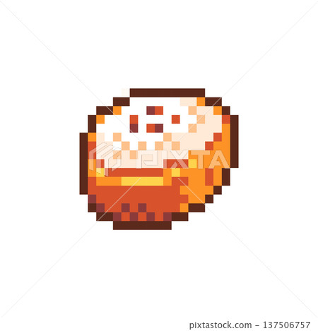 Pixel Art Inari Sushi Icon. Retro 8 Bit Pixel Japanese Tofu Pocket Food Vector Illustration for Game UI, Stickers and Menu Design 137506757