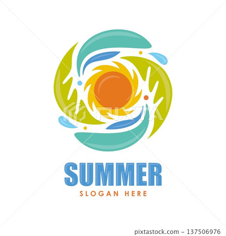 Modern flat vector design with circular composition colorful abstract summer themed logo Modern flat vector design with circular composition colorful abstract summer themed logo 137506976