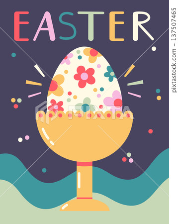 Easter retro poster holiday greetings Easter retro poster holiday greetings 137507465