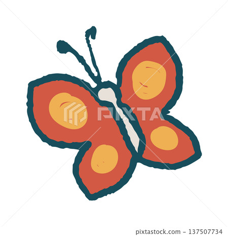 Butterfly cute colorful retro design Butterfly cute colorful retro design 137507734