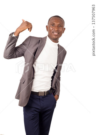 portrait of young man in suit standing on white background portrait of young man in suit standing on white background 137507963