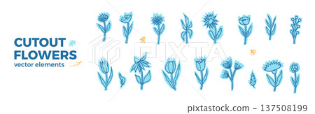 Flowers collage cutout naive summer tones. Daisy, tulip cut out with crayon line patterns no bg. Scrapbook blue wildflower shapes. Vector kids spring notes stickers isolated. Summer floral memo tags Flowers collage cutout naive summer tones. Daisy, tulip cut out with crayon line patterns no bg. Scrapbook blue wildflower shapes. Vector kids spring notes stickers isolated. Summer floral memo tags 137508199
