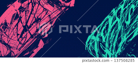 Sporty texture background. Creative grunge design with textured brush strokes and bold dynamic splatter. Urban graffiti background for youth culture poster and creative sport graphic. Vector grit bg 137508285