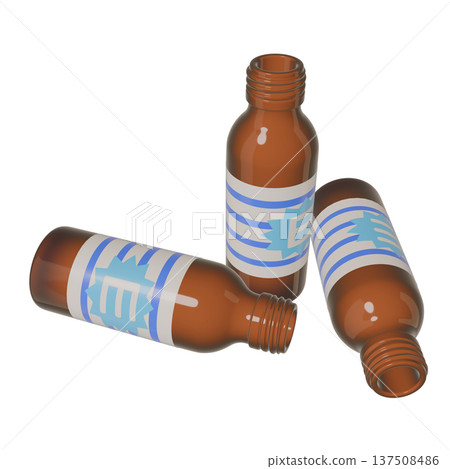 Illustration material of quasi-drugs: Three empty bottles of nutritional drink (1_1) 137508486
