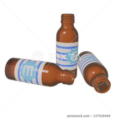 Illustration material of quasi-drugs: Three empty bottles of nutritional drink (1_4) 137508489