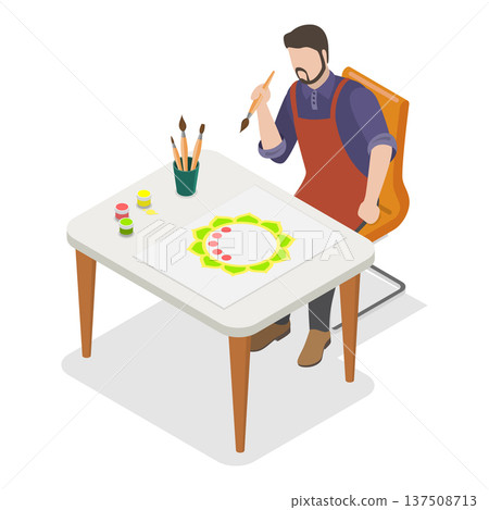 3D Isometric Flat Vector Illustration of Creative Psychotherapy, Embodying Inspiration And Harmony Through Art Therapy. Item 1 137508713