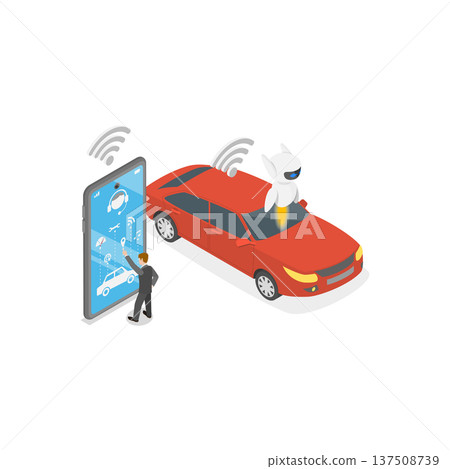 3D Isometric Flat Vector Illustration of Artificial Intelligence Tech, Set Of Vector Illustrations Depicting Abstract Concepts Of Autonomous Vehicle Technology. Item 2 3D Isometric Flat Vector Illustration of Artificial Intelligence Tech, Set Of Vector Illustrations Depicting Abstract Concepts Of Autonomous Vehicle Technology. Item 2 137508739