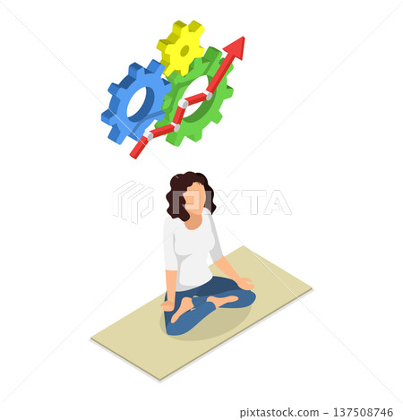 3D Isometric Flat Vector Illustration of Harmony and Relaxation, Benefits And Positive Aspects Of Transcendental Meditation. Item 2 137508746