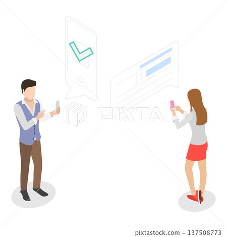 3D Isometric Flat Vector Illustration of Automated Money Transaction, Mobile Banking. Item 3 3D Isometric Flat Vector Illustration of Automated Money Transaction, Mobile Banking. Item 3 137508773