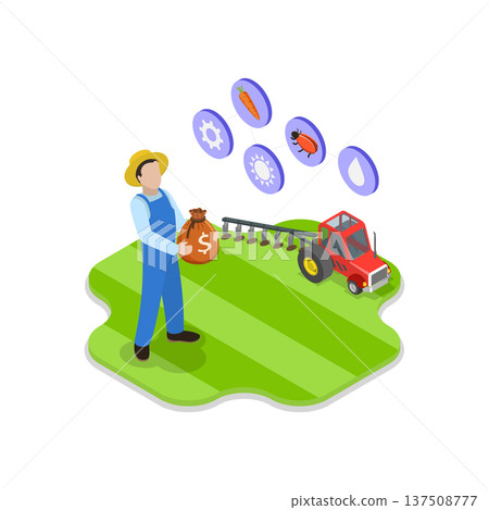 3D Isometric Flat Vector Illustration of Agricultural Loan, Business Financing Program. Item 2 137508777