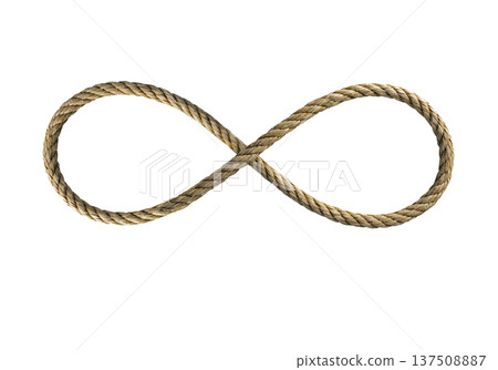 Elegant Twisted Natural Rope Forming an Endless Loop Symbolizing Connections and Continuity in Life Elegant Twisted Natural Rope Forming an Endless Loop Symbolizing Connections and Continuity in Life 137508887