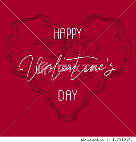 Happy Valentine's Day greeting card design with heart shape and elegant typography on red background Happy Valentine's Day greeting card design with heart shape and elegant typography on red background 137510145