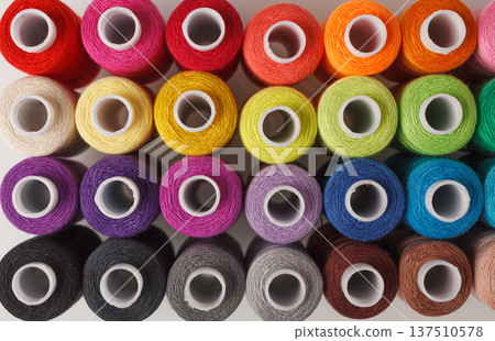 Set of colorful spools of thread Set of colorful spools of thread 137510578