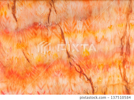 abstract pattern on silk fabric texture in yellow and brown tones abstract pattern on silk fabric texture in yellow and brown tones 137510584