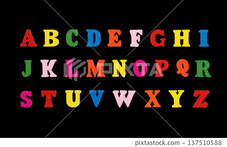 wooden letters of the English alphabet multi-colored on a black background wooden letters of the English alphabet multi-colored on a black background 137510588