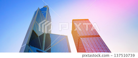 Skyscrapers tower glass buildings. Facade office buildings. High-rise bank building. Hong Kong Skyscrapers tower glass buildings. Facade office buildings. High-rise bank building. Hong Kong 137510739