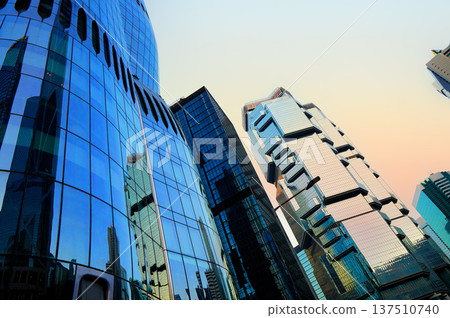 Skyscrapers tower glass buildings. Facade office buildings. High-rise bank building. Hong Kong  137510740