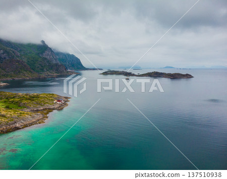 Aerial view. Lofoten islands landscape, Norway Aerial view. Lofoten islands landscape, Norway 137510938