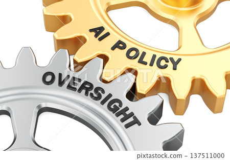AI policy and Oversight, interlocking gears. 3d rendering AI policy and Oversight, interlocking gears. 3d rendering 137511000