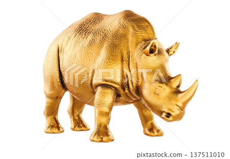 Gold rhinoceros figurine, 3d rendering Gold rhinoceros figurine, 3d rendering 137511010