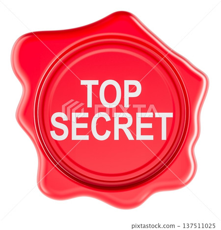 Top Secret, red wax seal. 3d rendering 137511025