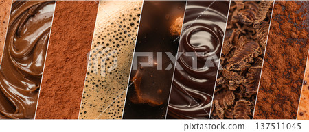Collection of Chocolate and Cocoa Textures Background Set Collection of Chocolate and Cocoa Textures Background Set 137511045