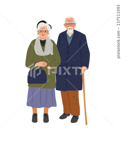 Couple of elderly woman and man in beautiful clothes. The beauty of senior age. Old people friendship. Grandmother and grandfather family Couple of elderly woman and man in beautiful clothes. The beauty of senior age. Old people friendship. Grandmother and grandfather family 137511093