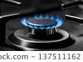 Gas burning in the burner of gas cooking surface 137511162