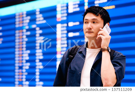 A man making a phone call at the airport. Photo courtesy of Kansai International Airport (KIX) A man making a phone call at the airport. Photo courtesy of Kansai International Airport (KIX) 137511209