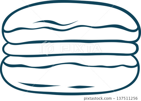 Blue sketch of a classic macaroon. Simple vector of French pastry for recipe illustrations or patisserie identity Blue sketch of a classic macaroon. Simple vector of French pastry for recipe illustrations or patisserie identity 137511256