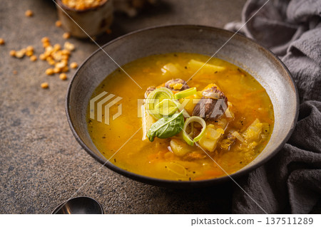 Bowl of split pea soup Bowl of split pea soup 137511289