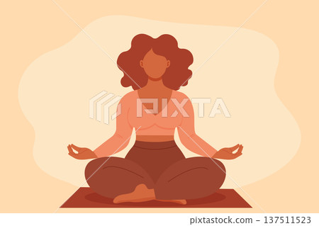 Mindfulness and self care for plus size women flat design vector illustration. Mindfulness and self care for plus size women flat design vector illustration. 137511523