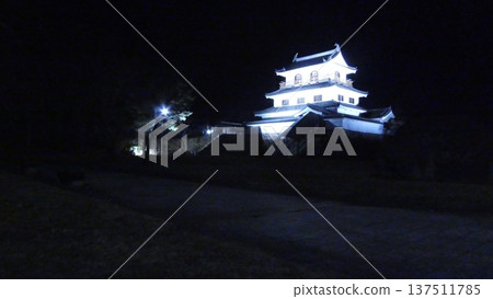 The magnificent pale blue-white glow of Shiroishi Castle The magnificent pale blue-white glow of Shiroishi Castle 137511785