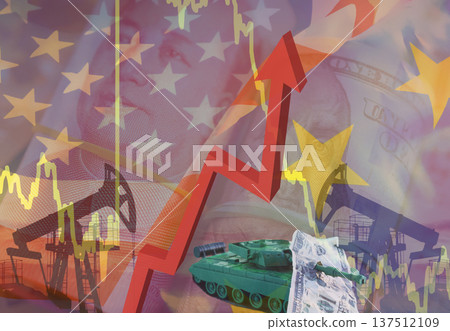 Crude mining concept of falling oil prices on trading exchange. Falling oil prices during war. Crude mining concept of falling oil prices on trading exchange. Falling oil prices during war. 137512109