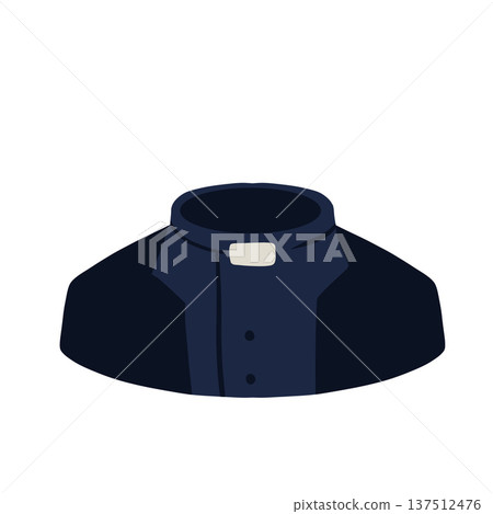 Priest collar, clerical black shirt uniform element set. Catholic church pastor religious clothing. Cleric minister spiritual preacher garment, orthodox chaplain vestment print. Priest collar decor 137512476