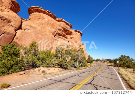 A picturesque road in Colorado National Monument, Colorado, USA. A picturesque road in Colorado National Monument, Colorado, USA. 137512744