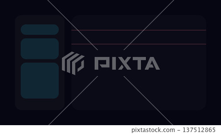 Split dark interface layout featuring two framed panels with rounded corners and header bars, ideal for comparison or dual content UI design. Split dark interface layout featuring two framed panels with rounded corners and header bars, ideal for comparison or dual content UI design. 137512865