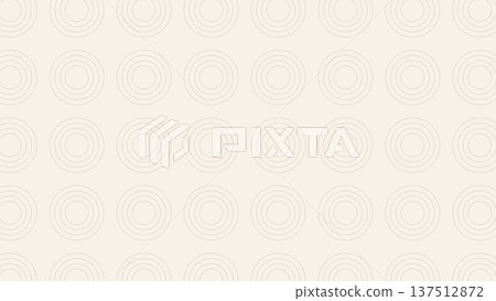 Cream background with seamless geometric pattern of evenly spaced concentric circles, forming a minimal, retro-inspired wallpaper design. 137512872