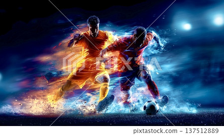 A dead heat of fire and ice - a soccer match bursting with light 137512889