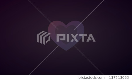 Glowing heart shape on dark blurred background with subtle purple hue, symbolizing digital affection, warmth, and emotional abstract symbolism. 137513063