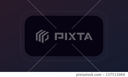 Dark rounded rectangle with glowing thin border lines sits against shaded background evoking modern interface panel and subtle digital design element for UI. 137513069