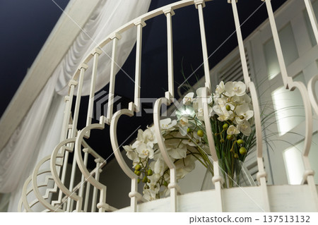 White decorative metal balcony railing White decorative metal balcony railing 137513132
