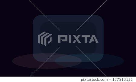 Two rounded dark shapes hover over subtle gradient circles on black surface forming layered minimal interface core with soft abstract composition. 137513155