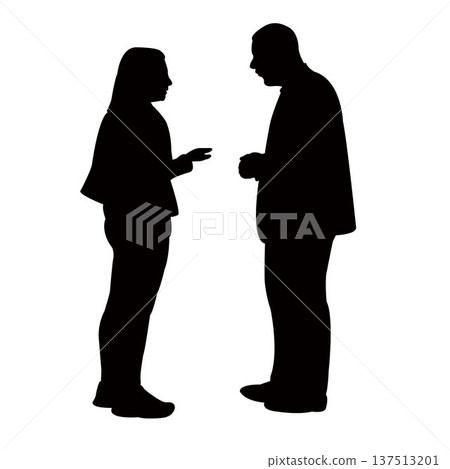 a couple making chat, silhouette vector a couple making chat, silhouette vector 137513201