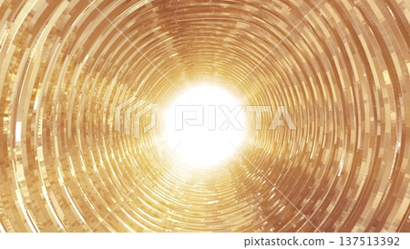 Radiant golden tunnel glowing with reflections 137513392