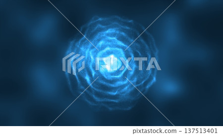 Abstract blue energy round sphere glowing with particle waves hi-tech digital magic abstract background Abstract blue energy round sphere glowing with particle waves hi-tech digital magic abstract background 137513401