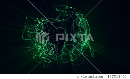 Vivid green abstract sphere made of dynamic swirling light trails, symbolizing energy, nature, and technology fusion Vivid green abstract sphere made of dynamic swirling light trails, symbolizing energy, nature, and technology fusion 137513411