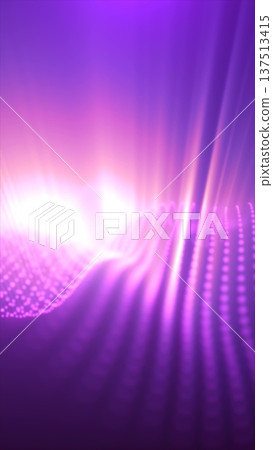 Glowing purple and pink light waves with radiant energy beams creating a futuristic digital background 137513415