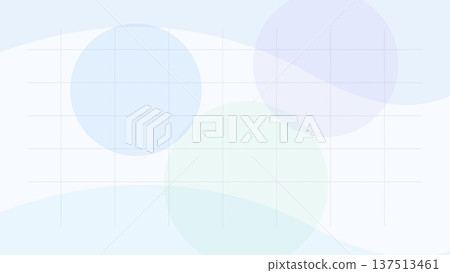 Light blue abstract background with large translucent circles and subtle grid lines over soft flowing waves minimalist composition 137513461