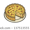 Quiche Lorraine. Traditional French pie. Vector isolated illustration 137513555